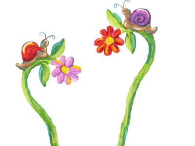 Snails & Flowers Stake